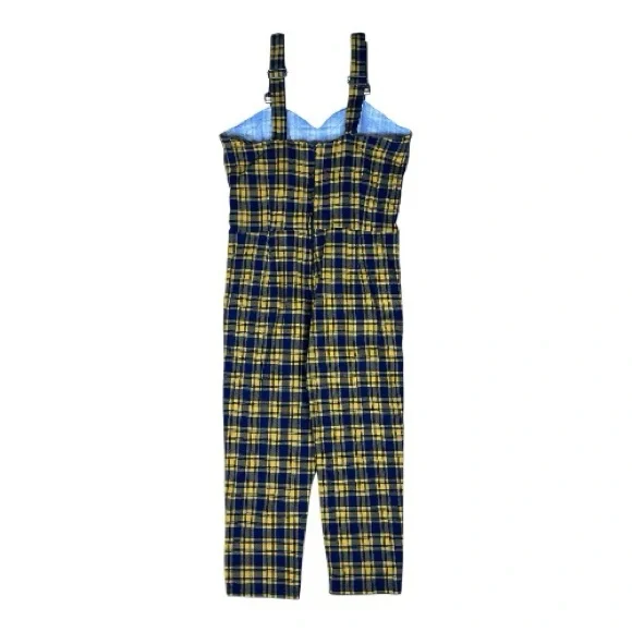 Jawbreaker Punk Pinup Rockabilly Yellow Black Plaid Cropped Jumpsuit 12/14 - XXL - Picture 3 of 9